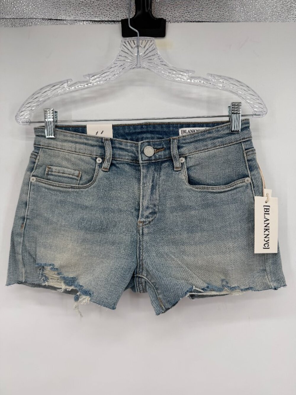 BLANK NYC The Astor Cut-Off Shorts Light Wash Distressed Denim Raw Hem 26 - Picture 1 of 7